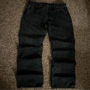 Black Relaxed Straight Mid Rise Levi’s 501 Denim